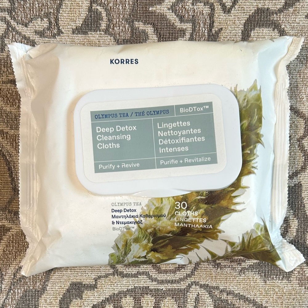New Korres Olympus Tea Deep Detox Cleansing Cloths - Pack of 30